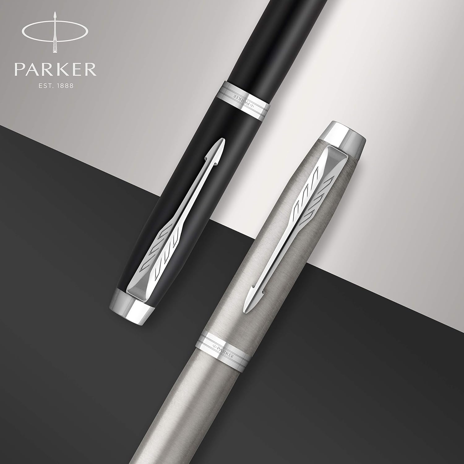 PARKER IM Rollerball Pen | Stainless Steel with Chrome Trim | Fine Point with Black Ink Refill | Gift Box