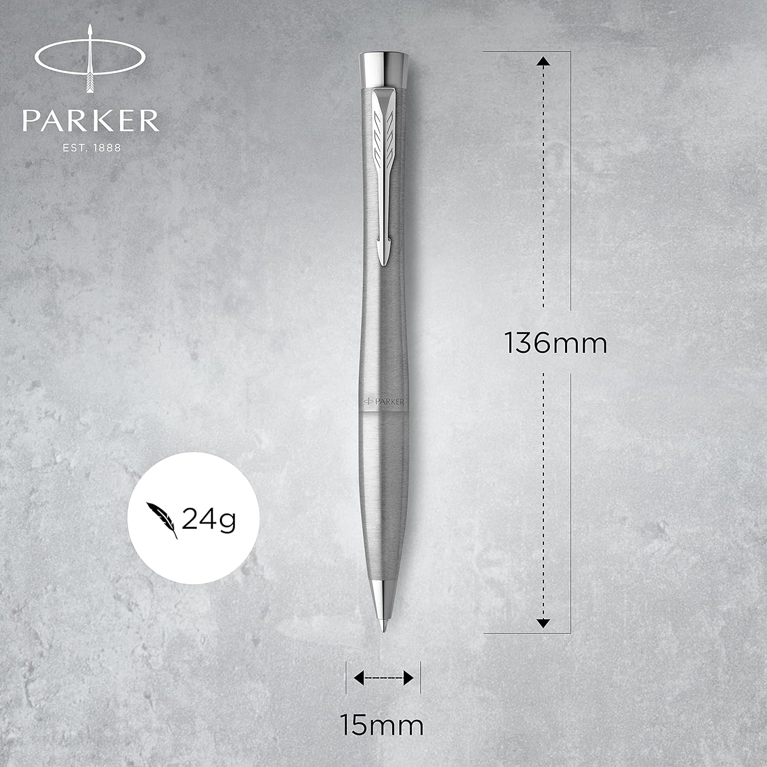 Parker Urban Twist Ballpoint Pen | Metro Metallic with Chrome Trim | Medium Point Blue Ink Refill | Gift Box
