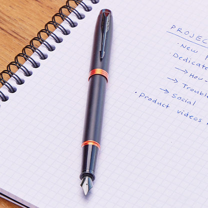 Parker IM Vibrant Rings Ballpoint Pen | Satin Black Lacquer with Flame Orange Accents | Medium Point with Blue Ink Refill | Gift Box Vibrant Rings Collection FLAME ORANGE Ball Point Pen