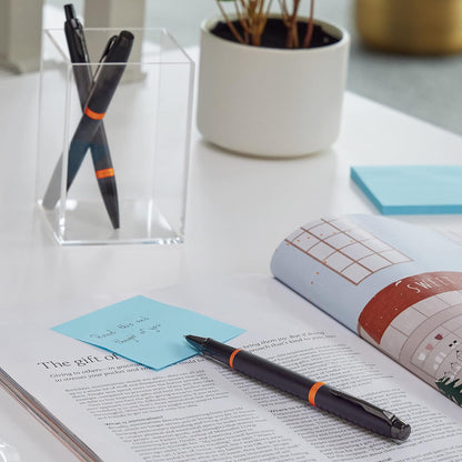 Parker IM Vibrant Rings Ballpoint Pen | Satin Black Lacquer with Flame Orange Accents | Medium Point with Blue Ink Refill | Gift Box Vibrant Rings Collection FLAME ORANGE Ball Point Pen
