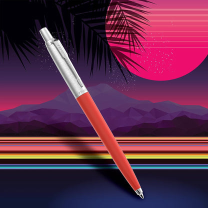 PARKER Jotter Originals Ballpoint Pens | Retrowave Collection | Vermilion Red & Indigo Purple | Blue Ink | Medium Point | 2 Count 2 count (Pack of 1) Vermilion Red & Indigo Purple