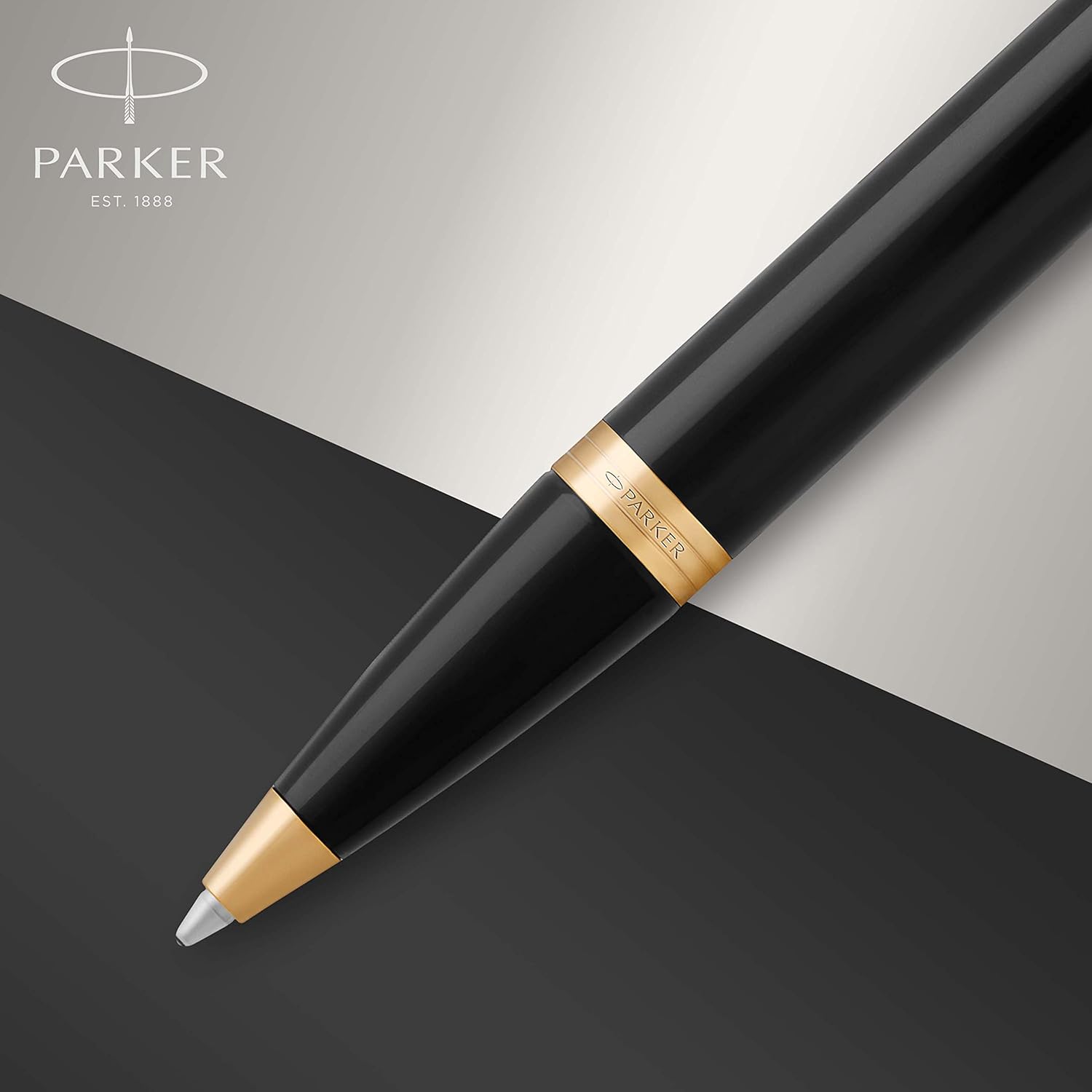 Parker IM Ballpoint Pen | Black Lacquer with Gold Trim | Medium Point Blue Ink | Gift Box