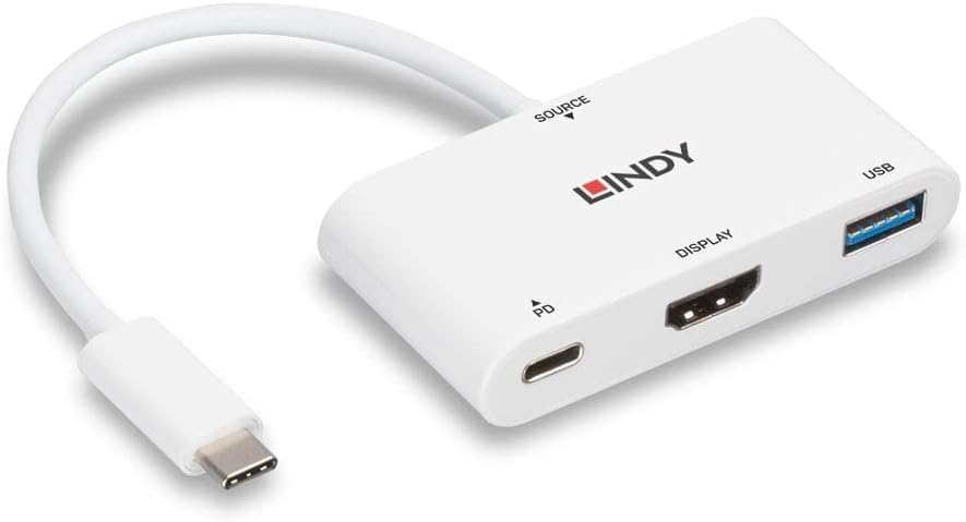 LINDY USB 3.1 Type C to HDMI Converter with USB Type A Port and Power Delivery