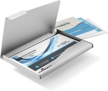 Durable 2415/23 Aluminium Business Card Box/Holder/Case - Silver