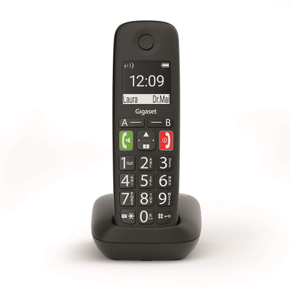 Gigaset E290, Telefono Portatile con Suonerie Forti, Numeri Grandi e Audio Potenziato, Tasti di Chiamata Rapida, Vivavoce con Volume Regolabile, Nero
