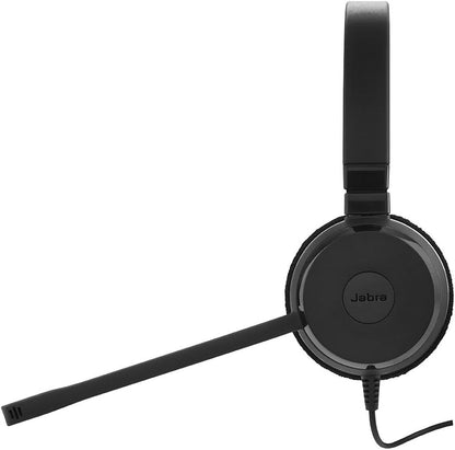 Jabra Evolve 20 Microsoft Teams Certified USB-C Stereo Corded Headset With Call Control Unit - Compact Mini USB (Black