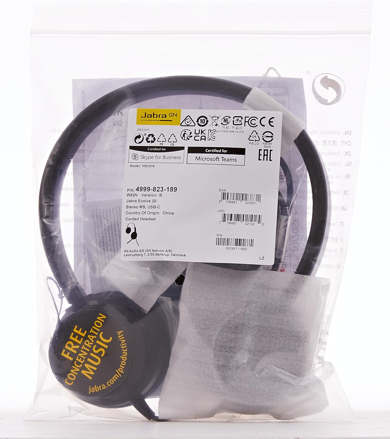 Jabra Evolve 20 Stereo MS USB-C