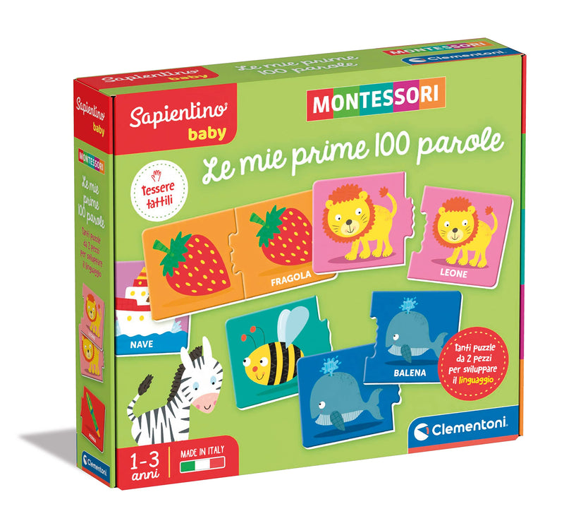 Clementoni- Sapientino Baby primeras 100 Palabras Educativo 1 año (versión en Italiano), Juegos Montessori, Fabricado en Italia, Multicolor, Talla única (16412