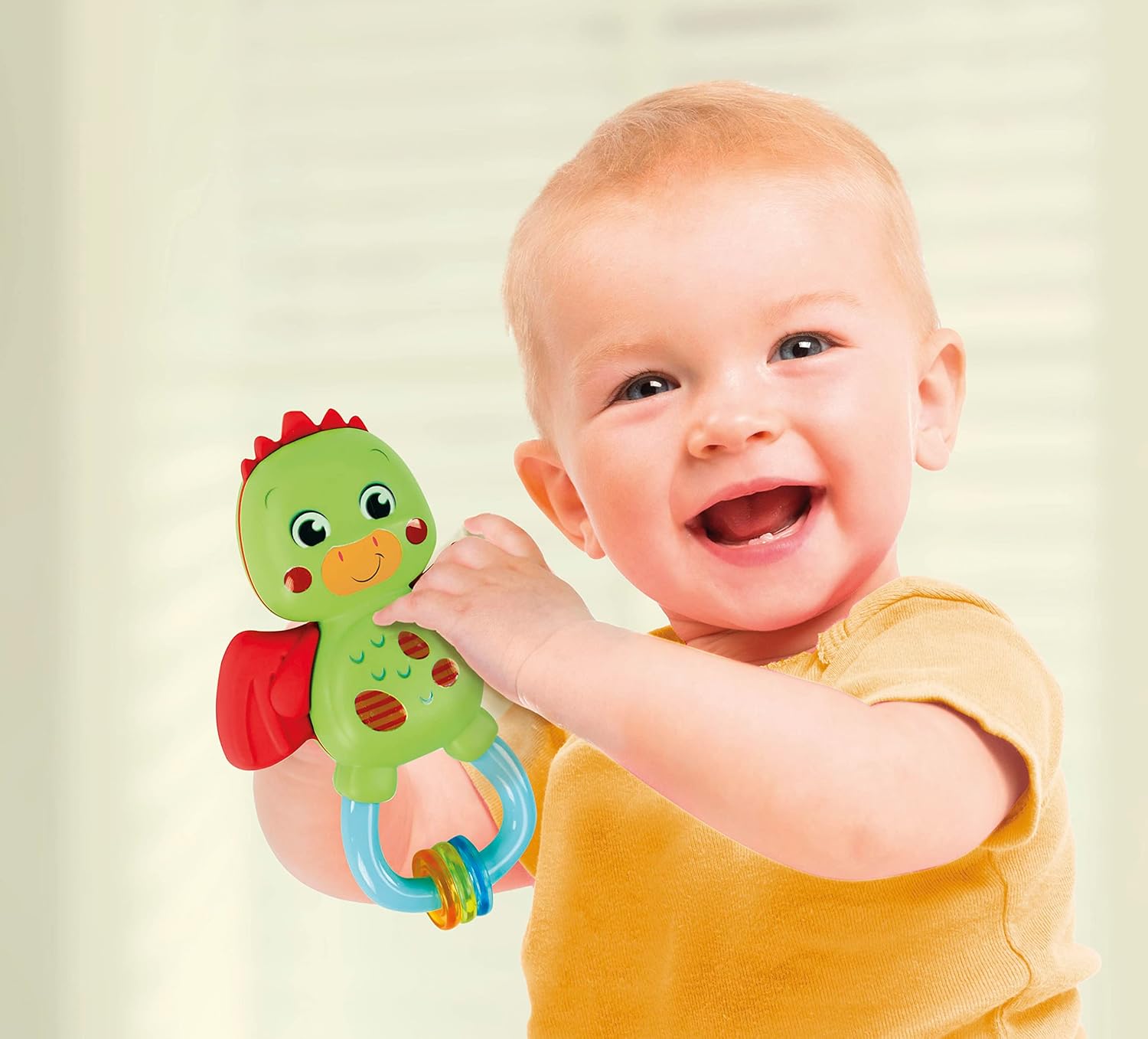 Clementoni- Little Dragon Rattle-Sonaglio Neonato con Massaggiagengive, Giocattolo Bambini 3 Mesi, Rafforza Le capacità Motorie E Sensoriali-Made in Italy, Colore Multilingua, 17779
