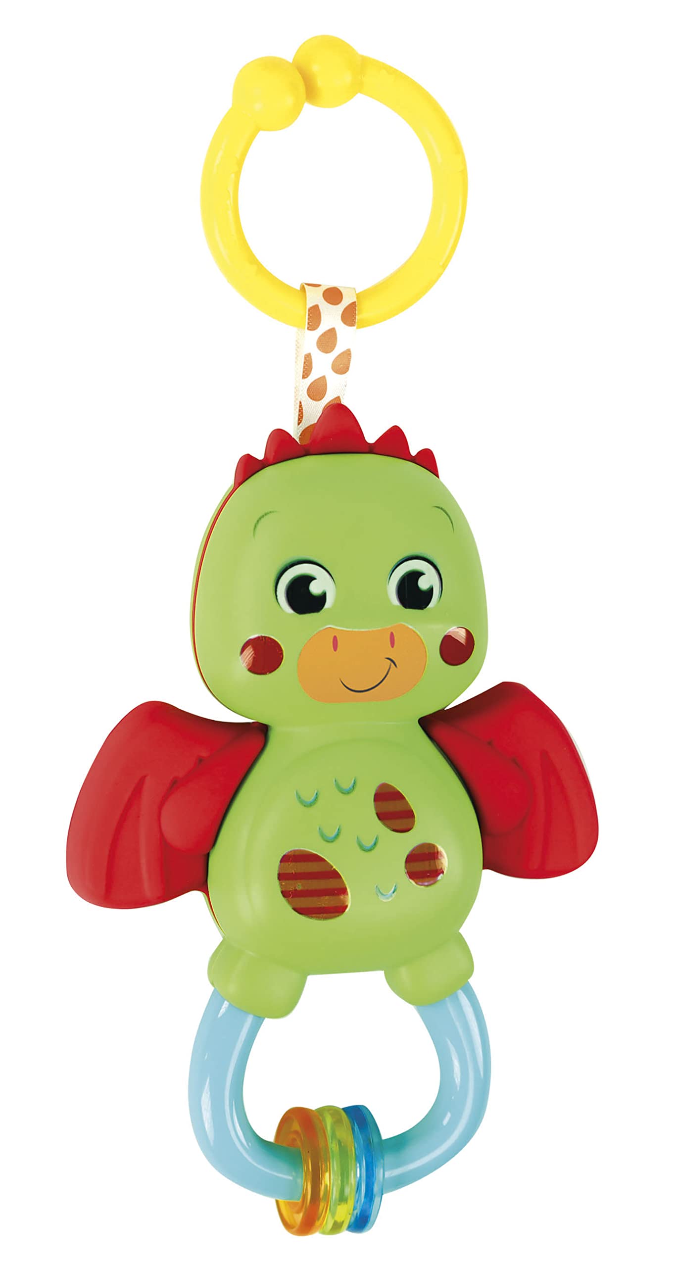Clementoni- Little Dragon Rattle-Sonaglio Neonato con Massaggiagengive, Giocattolo Bambini 3 Mesi, Rafforza Le capacità Motorie E Sensoriali-Made in Italy, Colore Multilingua, 17779