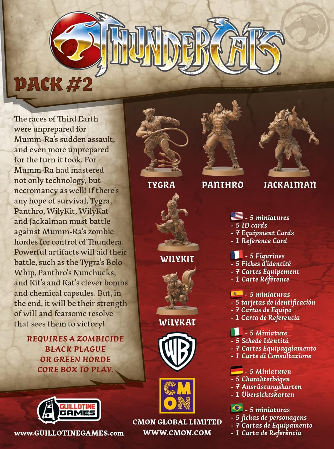 Galápagos CMON - Edge Entertainment GUFPR07 Zombicide: Thundercats Pack 2 Miniature Set, Multi-Language, Includes Spanish