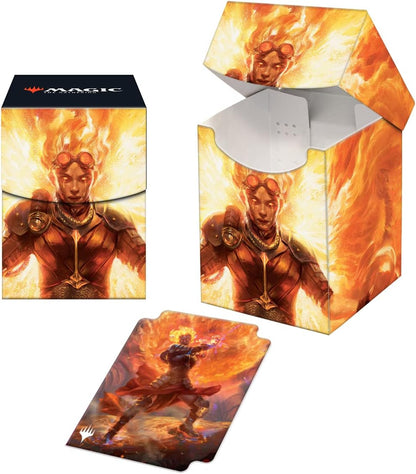 Ultra Pro - March of the Machine 100+ Deck Box ft. Chandra, Hope’s Beacon for MTG, Store & Protect Gaming Cards, Valuable Trading Cards, Self Locking Lid, Store 100 Double Sleeved Cards