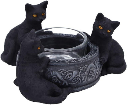 Familiar Trio Cat Tea Light Holder 10Cm