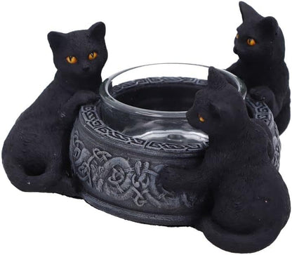 Familiar Trio Cat Tea Light Holder 10Cm