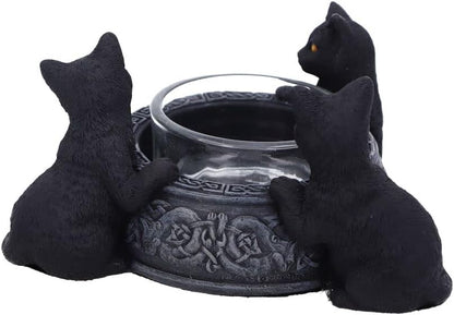 Familiar Trio Cat Tea Light Holder 10Cm