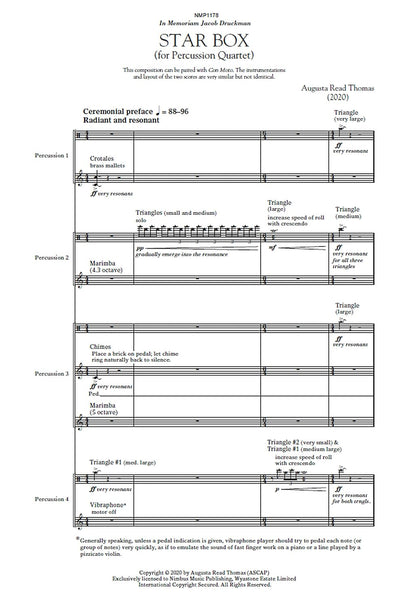 Augusta Read Thomas: Star Box for Percussion Quartet - Study Score (Nimbus Music Publishing NMP1178