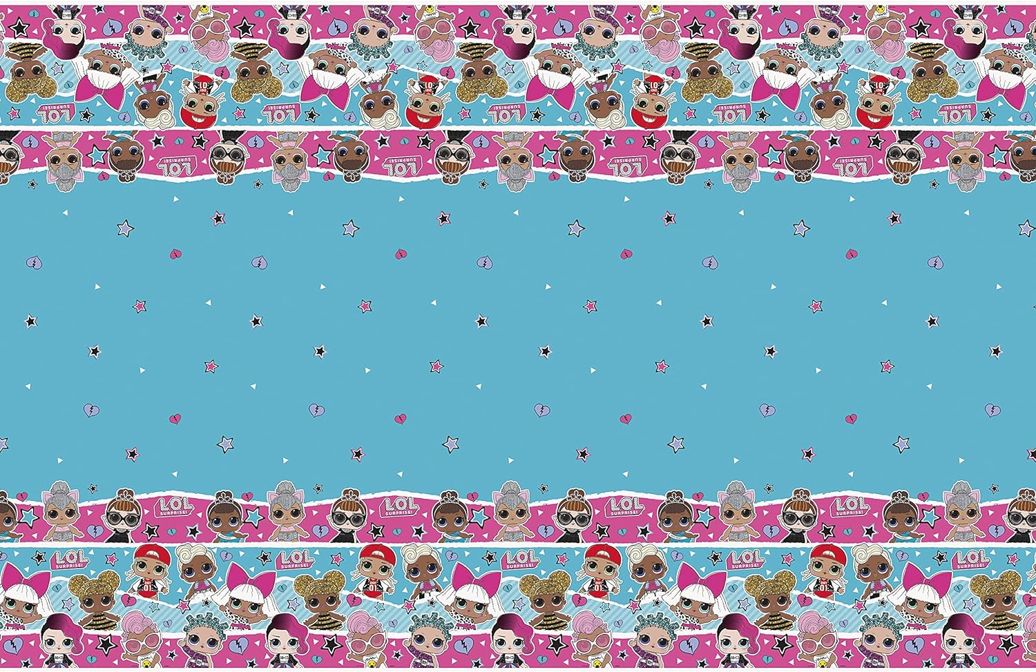 Unique 20903 Plastic Tablecloth-2.13 m x 1.37 m-LOL Surprise Party, Print, Multicolour
