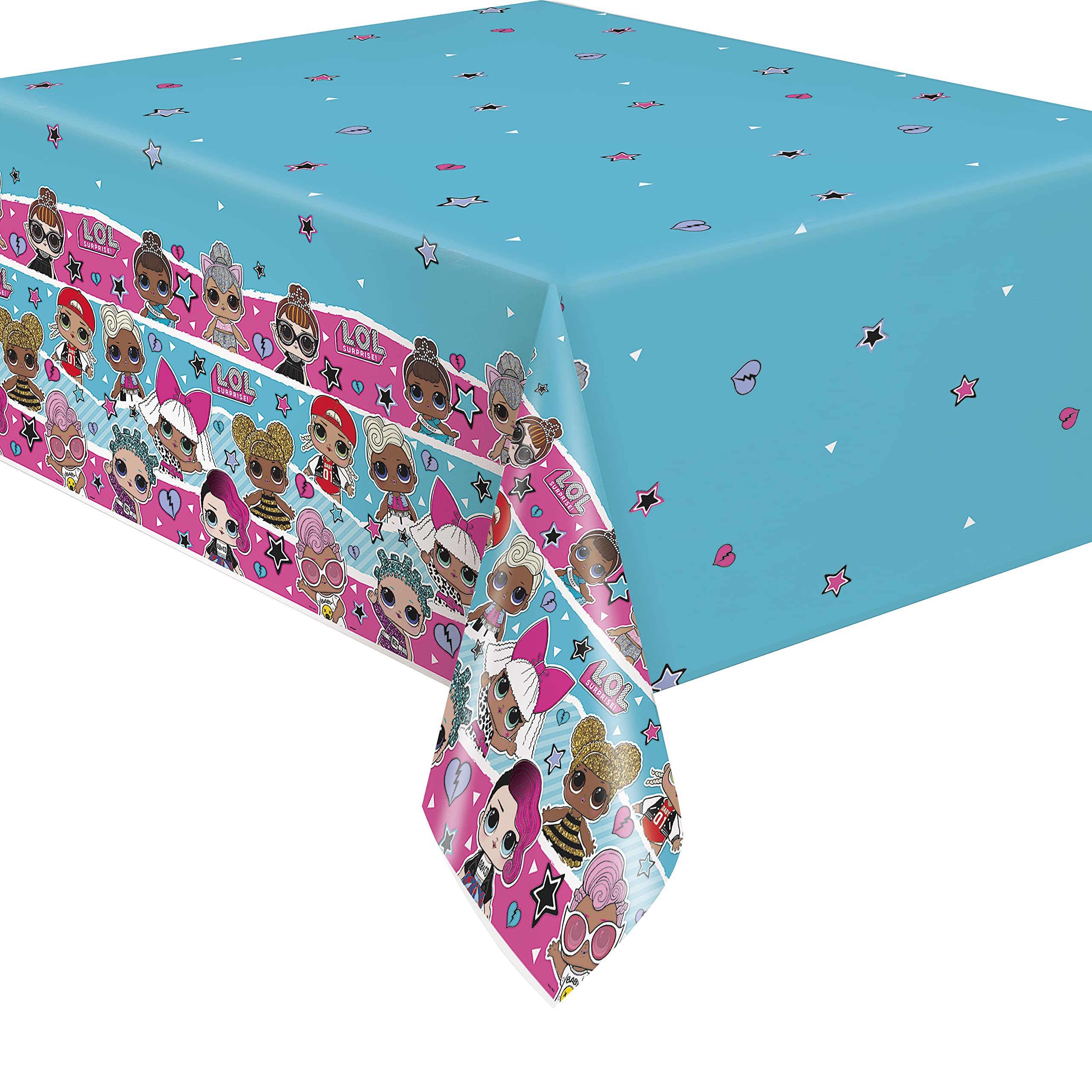 Unique 20903 Plastic Tablecloth-2.13 m x 1.37 m-LOL Surprise Party, Print, Multicolour
