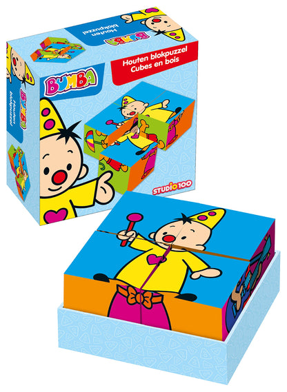Bumba : houten kleurrijke blokpuzzel met 4 blokken