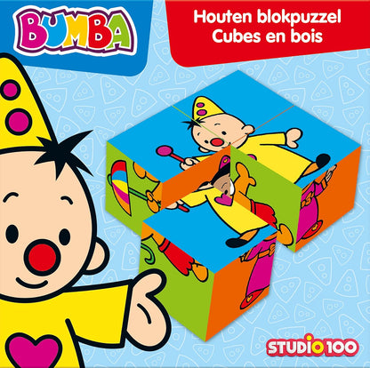 Bumba : houten kleurrijke blokpuzzel met 4 blokken