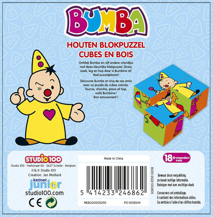 Bumba : houten kleurrijke blokpuzzel met 4 blokken