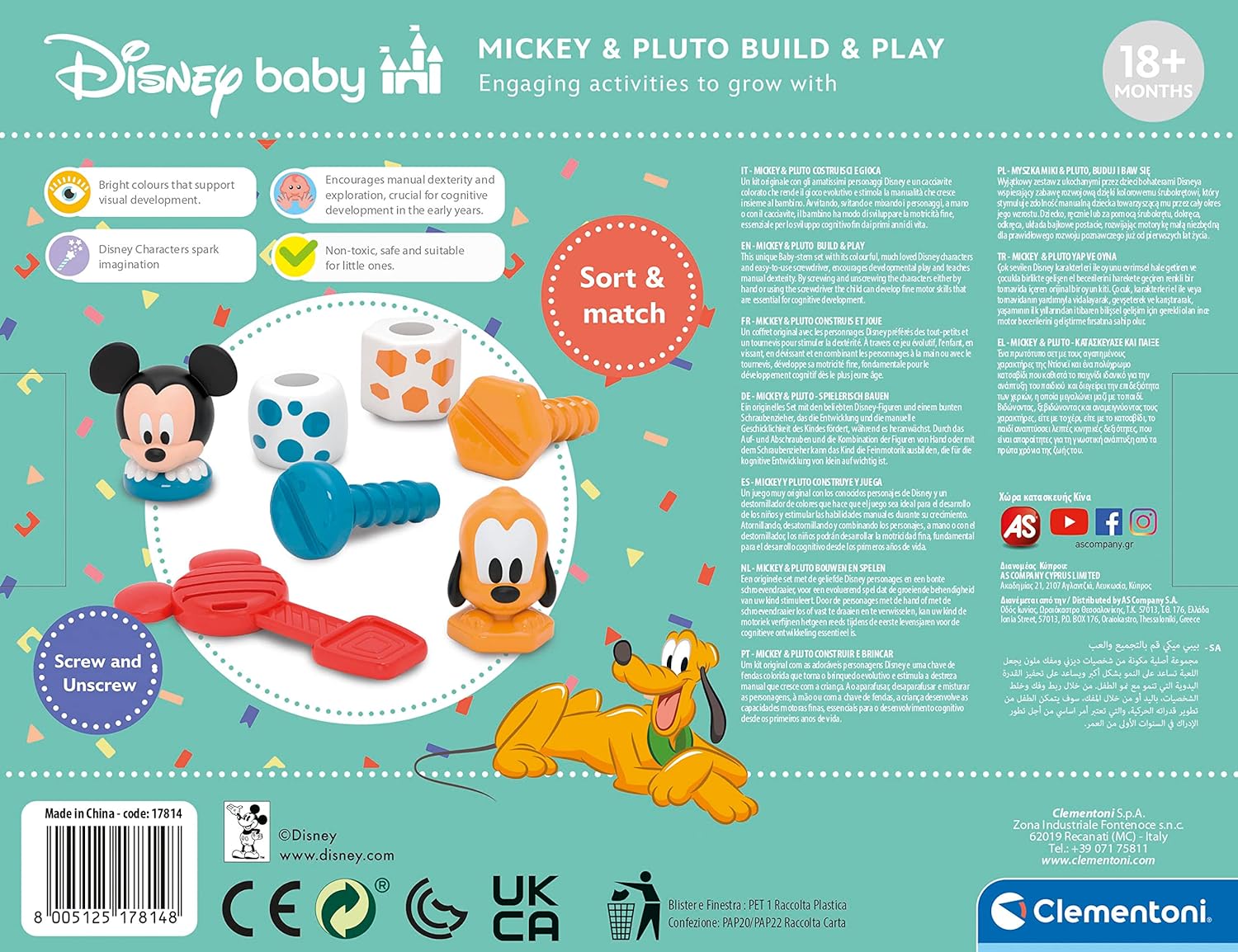 Disney Baby Mickey - Montieren und Spielen, Motorikspielzeug für Kinder und Babys ab 18 Monaten, 17814 von Clementoni