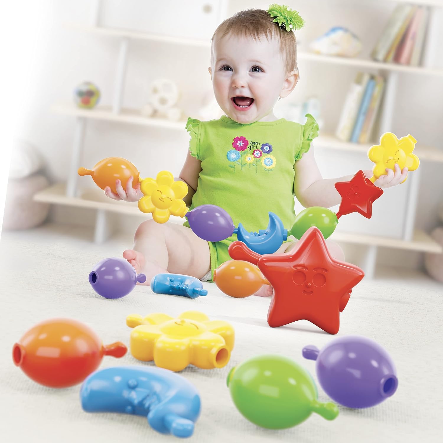 Quercetti- Flores Quercetti-4130 Star Links-Juego encajable, Multicolor (4130