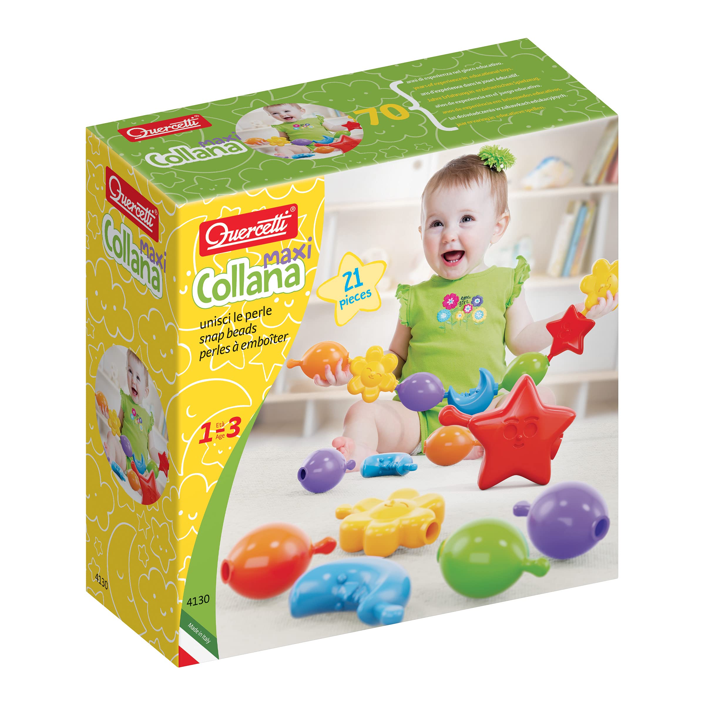 Quercetti- Flores Quercetti-4130 Star Links-Juego encajable, Multicolor (4130