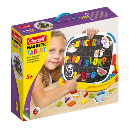 Quercetti Q5341 Quercetti-5341 Tablet Letters and Numbers, Kids' Magnetic Drawing Boards, Black, L40cm x W34cm x D9cm Single