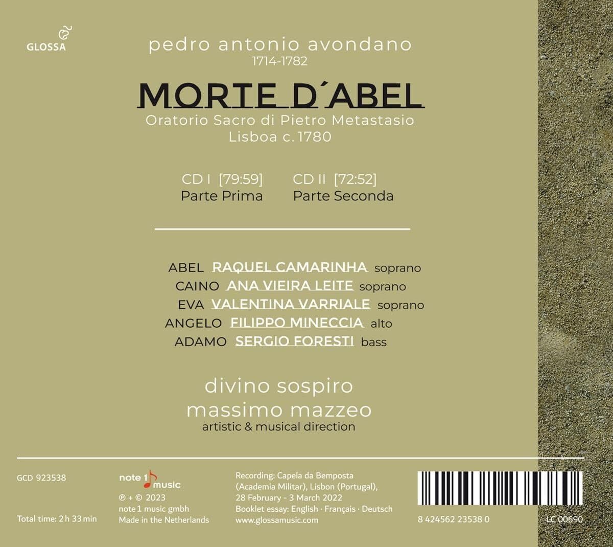 Pedro Antonio Avondano: Morte D'Abel