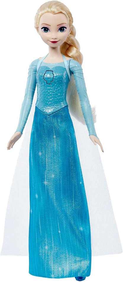 Mattel Disney Frozen Singing Elsa Doll, Frozen Elsa in Signature Clothing, Collectible Fashion Doll, Poseable Doll with Button to play music, Toys for Ages 3 and Up, Instrumental Version, HMG38 Blue classic