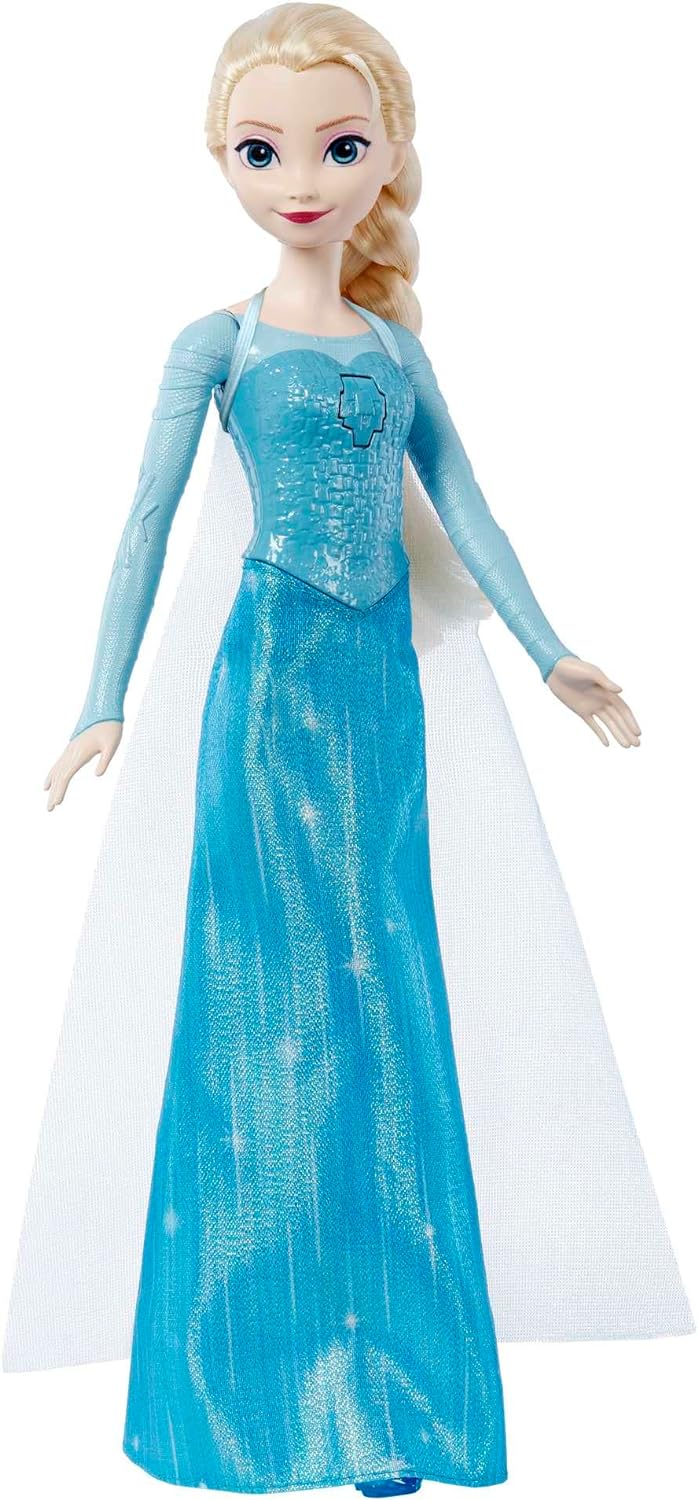 Mattel Disney Frozen Singing Elsa Doll, Frozen Elsa in Signature Clothing, Collectible Fashion Doll, Poseable Doll with Button to play music, Toys for Ages 3 and Up, Instrumental Version, HMG38 Blue classic