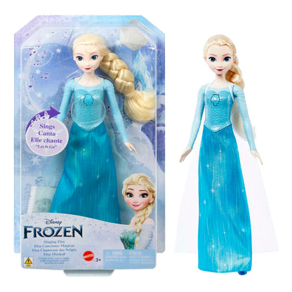 Mattel Disney Frozen Singing Elsa Doll, Frozen Elsa in Signature Clothing, Collectible Fashion Doll, Poseable Doll with Button to play music, Toys for Ages 3 and Up, Instrumental Version, HMG38 Blue classic