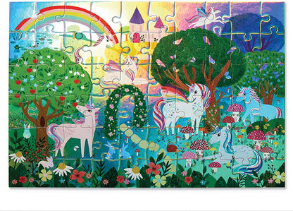 Crocodile Creek Holographic Foil Floor Puzzle - Sparkling Unicorn - 60-Piece Puzzle - for Ages 4 Years and up - Heavy-Duty Box for Storage - Puzzle Size: 14” x 19”, 1 ea