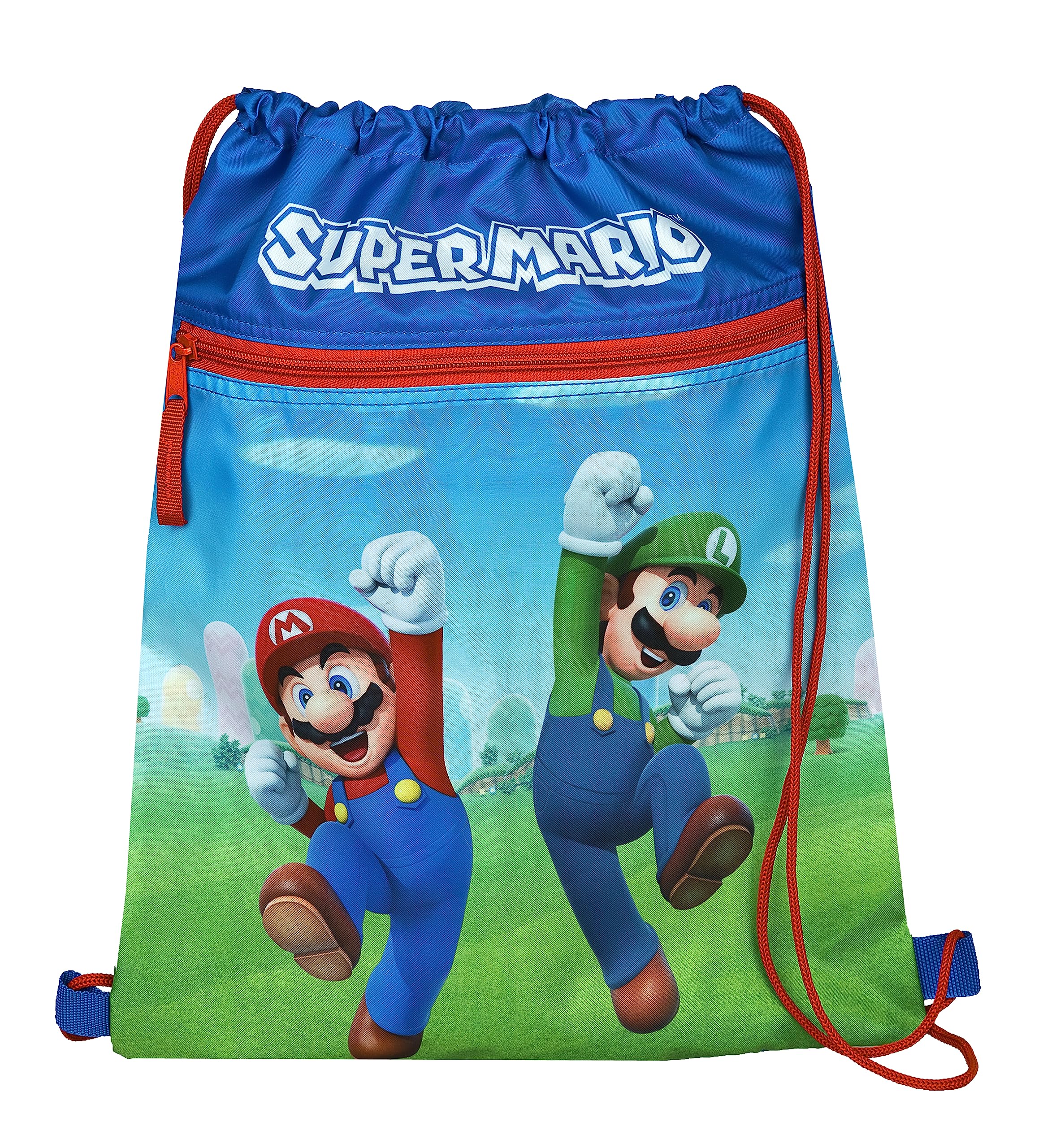 Undercover Super Mario Gym Bag with Safety Closure and Zip Pocket, Approx. 32 x 41 cm, Blue, blue