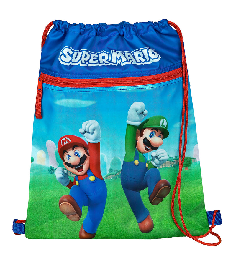 Undercover Super Mario Gym Bag with Safety Closure and Zip Pocket, Approx. 32 x 41 cm, Blue, blue