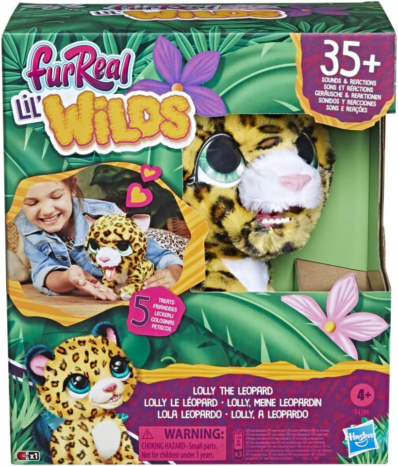 furReal Lil' Wilds, Lolly The Leopard, Electronic Animatronic Soft Toy with Over 40 Sounds and Reactions, Ages 4 and Above