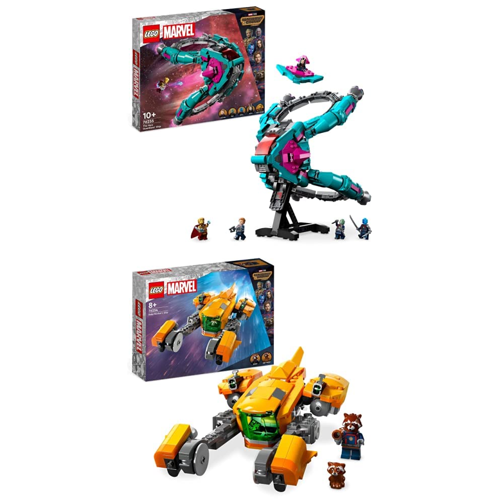 LEGO 76255 Marvel The New Guardians' Ship, Buildable Guardians of the Galaxy Volume 3 Spaceship Toy with Mantis & 76253 Marvel Guardians of the Galaxy Headquarters Volume 3 Set