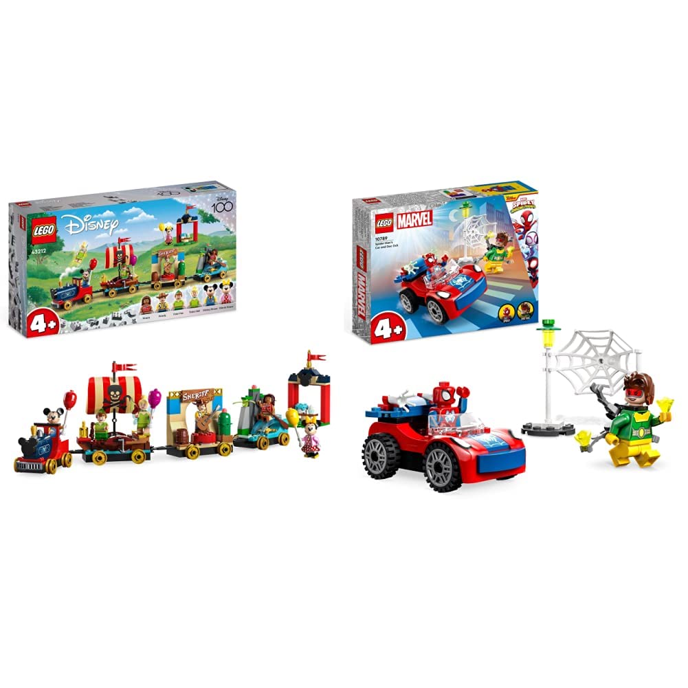 LEGO 43212 Disney: Disney Celebration Train Set with Moana, Woody & 10789 Marvel Spider-Man's Car and Doc Ock Set