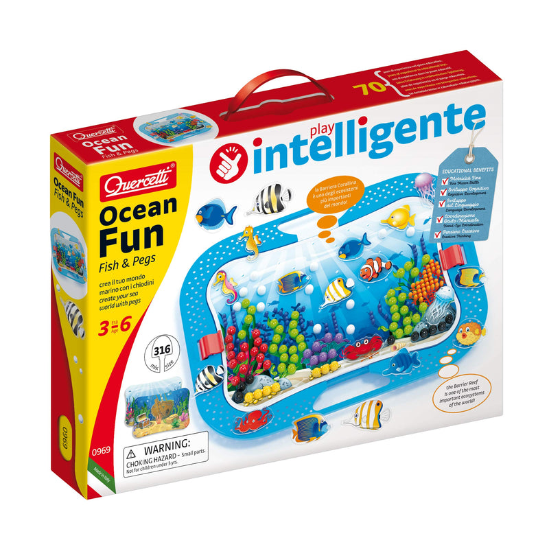 Quercetti 0969 Quercetti-0969 Ocean Fun Fish & Pegs-Kids' Mosaic Kits STEAM Toy