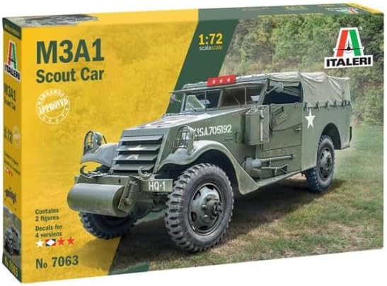 Italeri 7063 M3A1 Scout Car, Scala 1:72, Model Kit/Modello in Plastica da Montare, IT7063