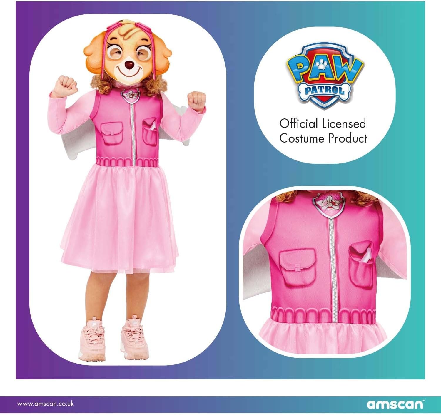 Amscan Official Nickelodeon Skye Paw Patrol Costume 3-4 and 4-6 years