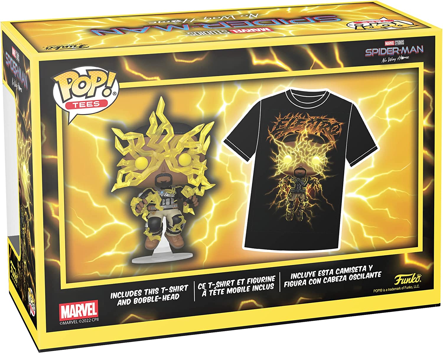 Funko POP! & Tee: Spider-Man: NWH - Electro - Glow In the Dark - Small - (S) - Marvel - T-Shirt - Clothes With Collectable Vinyl Figure - Gift Idea - Toys and Short Sleeve Top for Adults Unisex Men