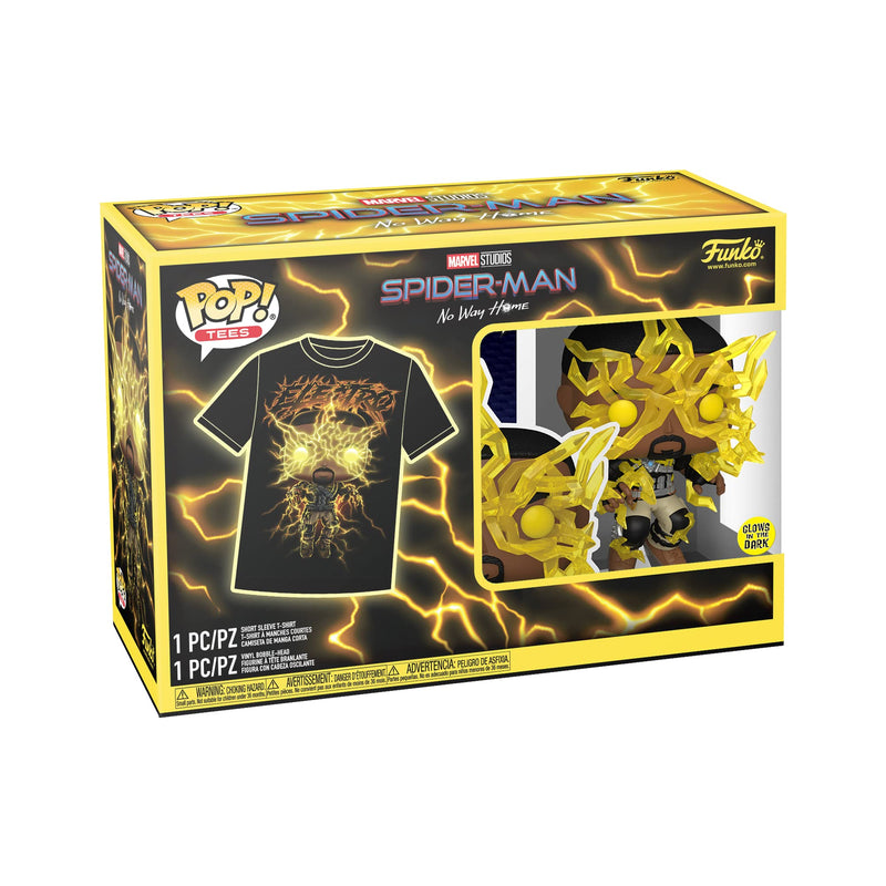 Funko POP! & Tee: Spider-Man: NWH - Electro - Glow In the Dark - Small - (S) - Marvel - T-Shirt - Clothes With Collectable Vinyl Figure - Gift Idea - Toys and Short Sleeve Top for Adults Unisex Men
