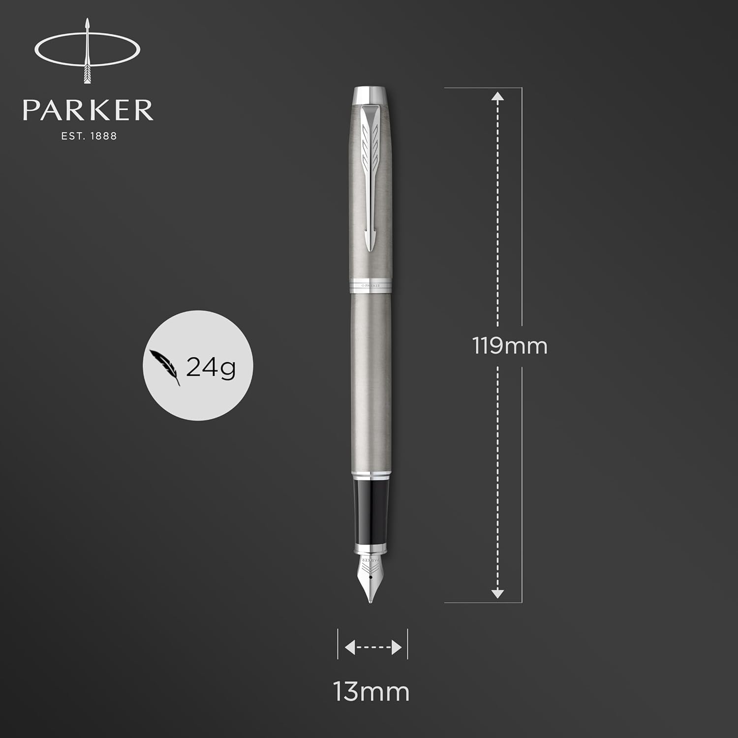 Parker IM Duo Gift Set with Ballpoint Pen & Fountain Pen | Stainless Steel Chrome Trim | Blue Ink Refill & Cartridge | Gift Packaging