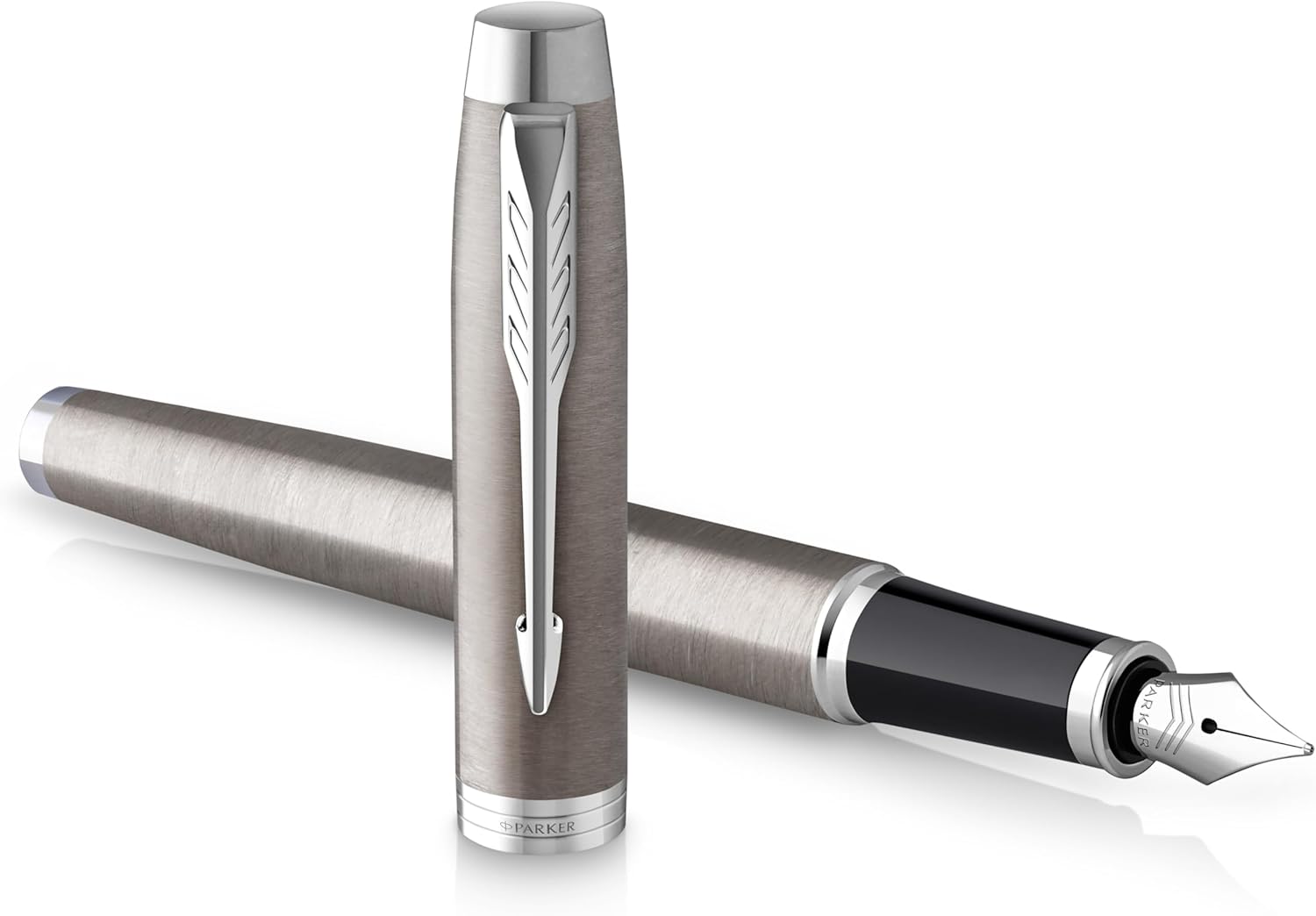 Parker IM Duo Gift Set with Ballpoint Pen & Fountain Pen | Stainless Steel Chrome Trim | Blue Ink Refill & Cartridge | Gift Packaging