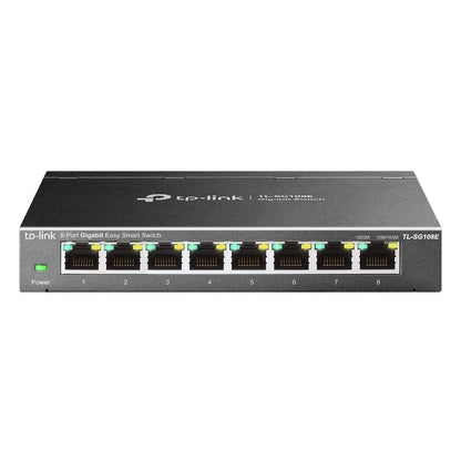 TP-Link TL-SG108E Switch Ethernet 8 Ports Gigabit Hub RJ45, Switch Manageable, Idéal partage de connexion et mise en réseau pour les petites entreprises et les bureaux domestiques