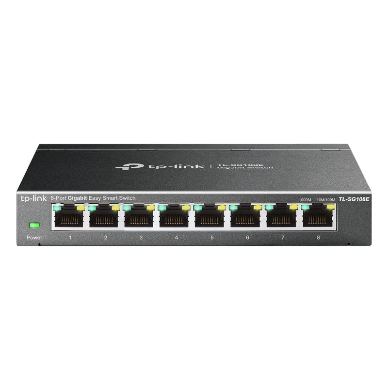TP-Link TL-SG108E Switch Ethernet 8 Ports Gigabit Hub RJ45, Switch Manageable, Idéal partage de connexion et mise en réseau pour les petites entreprises et les bureaux domestiques