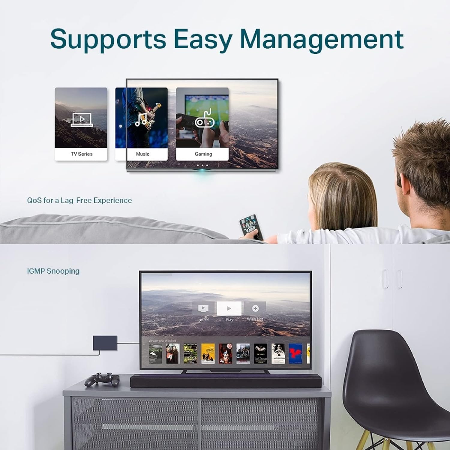 TP-Link TL-SG108E Switch Ethernet 8 Ports Gigabit Hub RJ45, Switch Manageable, Idéal partage de connexion et mise en réseau pour les petites entreprises et les bureaux domestiques