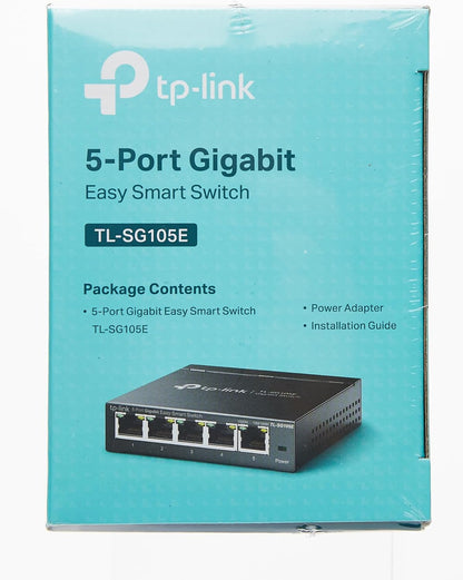 TP-Link TL-SG105E 5-Ports Gigabit Easy Smart Managed Netzwerk Switch(Plug-and-Play,Metallgehäuse, QoS, IGMP-Snooping,LAN Verteiler, zentrales Management, energieeffizient)schwarz metallic